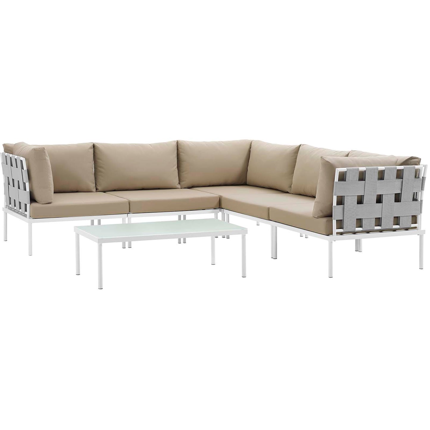 Modway Harmony 6 Piece Outdoor Patio Aluminum Sectional Sofa Set - EEI-2627 - EEI-2627 | Outdoor Sofas, Loveseats & Sectionals | Modishstore - 4