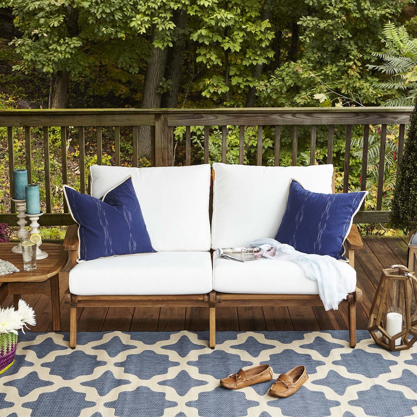 Modway Saratoga Outdoor Patio Teak Loveseat Natural White - EEI-2932 | Outdoor Sofas, Loveseats & Sectionals | Modishstore - 8