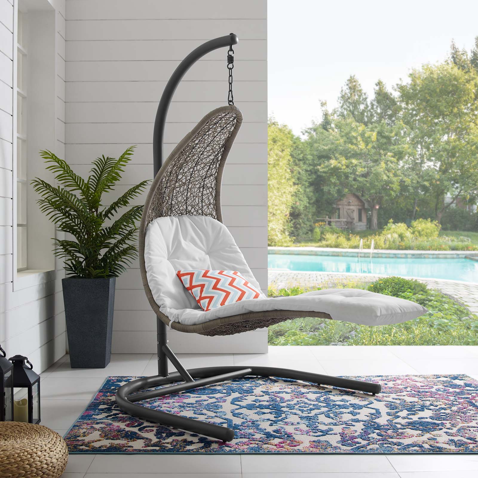 Modway Landscape Hanging Chaise Lounge Outdoor Patio Swing Chair | Outdoor Porch Swings | Modishstore-11