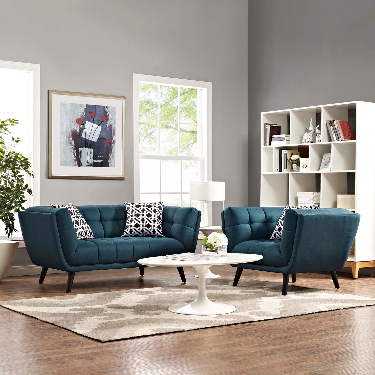 Modway Bestow 2 Piece Upholstered Fabric Loveseat and Armchair Set - EEI-2972 | Sofa Set | Modishstore - 15