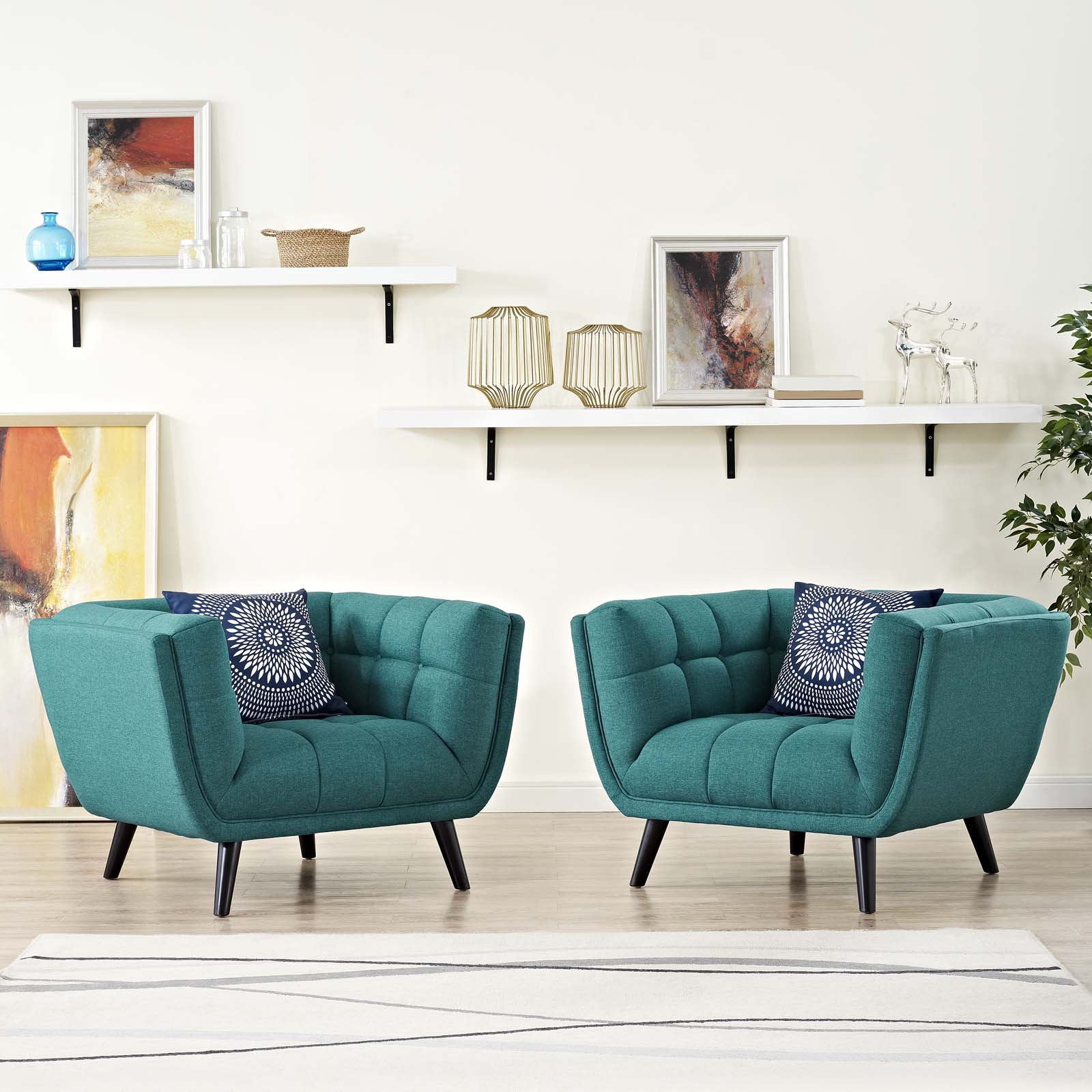 Modway Bestow 2 Piece Upholstered Fabric Armchair Set | Armchairs | Modishstore-10