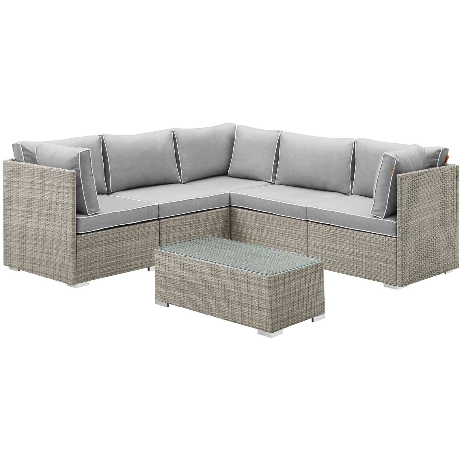 Modway Repose 6 Piece Outdoor Patio Sectional Set | Outdoor Sofas, Loveseats & Sectionals | Modishstore-10