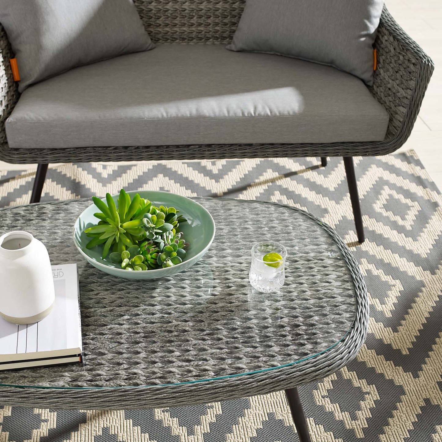 Modway Endeavor Outdoor Patio Wicker Rattan Coffee Table Gray - EEI-3026 | Outdoor Tables | Modishstore - 6