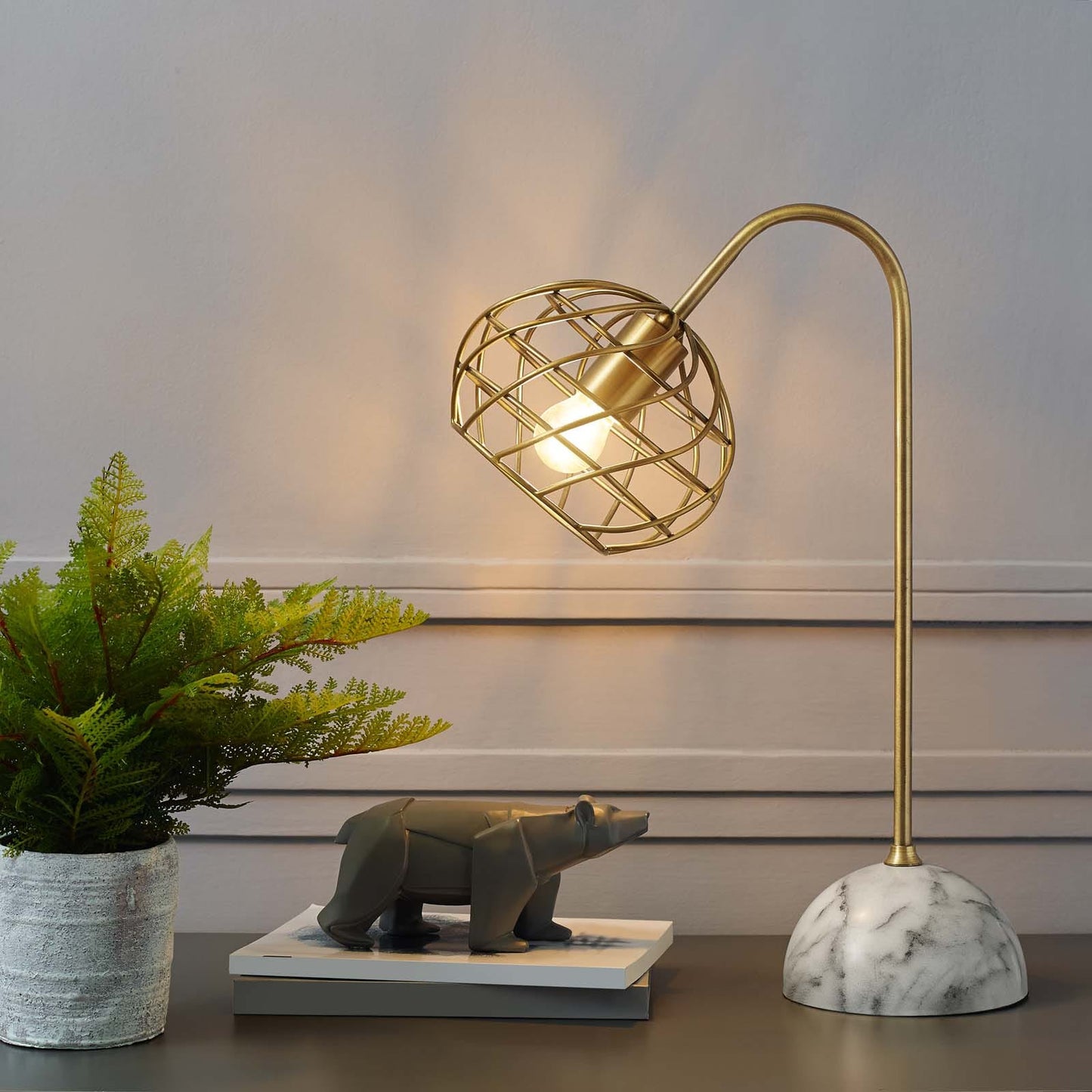 Salient Brass and Faux White Marble Table Lamp By Modway - EEI-3086 | Table Lamps | Modishstore - 1