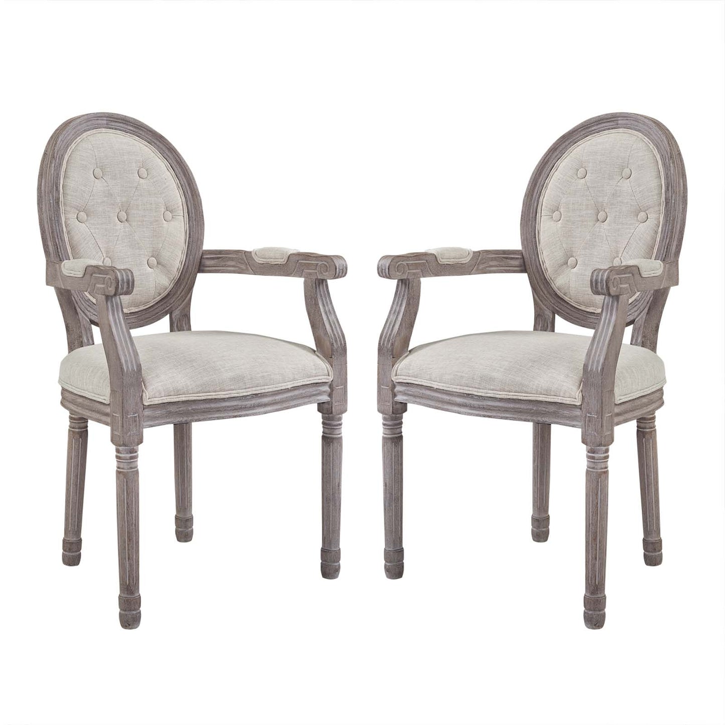 Modway Arise Vintage French Upholstered Fabric Dining Armchair Set of 2 | Dining Chairs | Modishstore-4