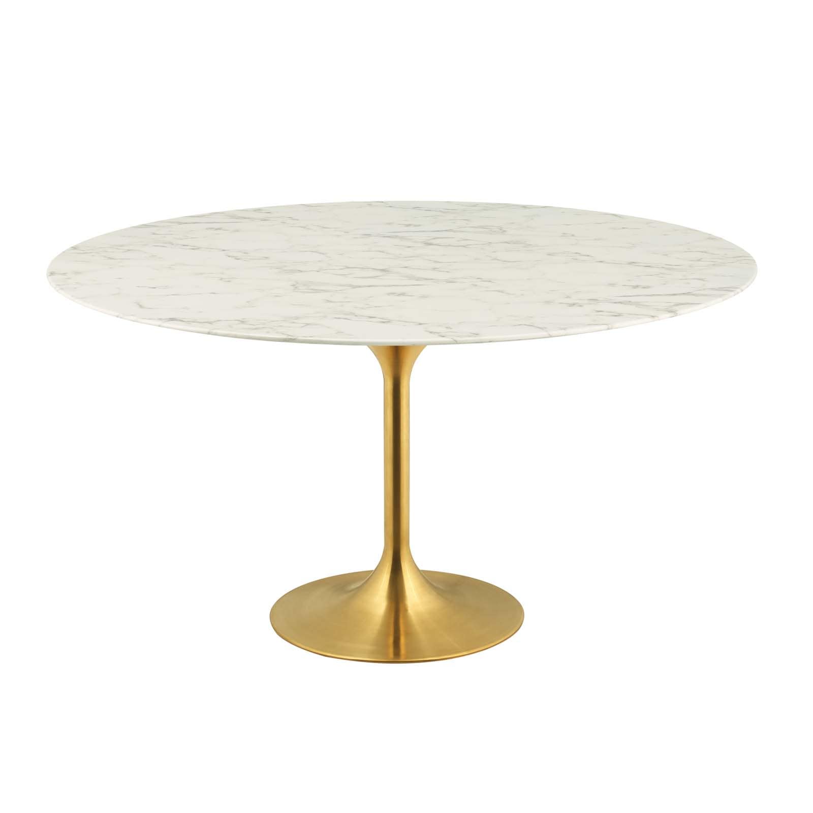 Modway Lippa 60" Round Artificial Marble Dining Table in Gold White | Dining Tables | Modishstore-2