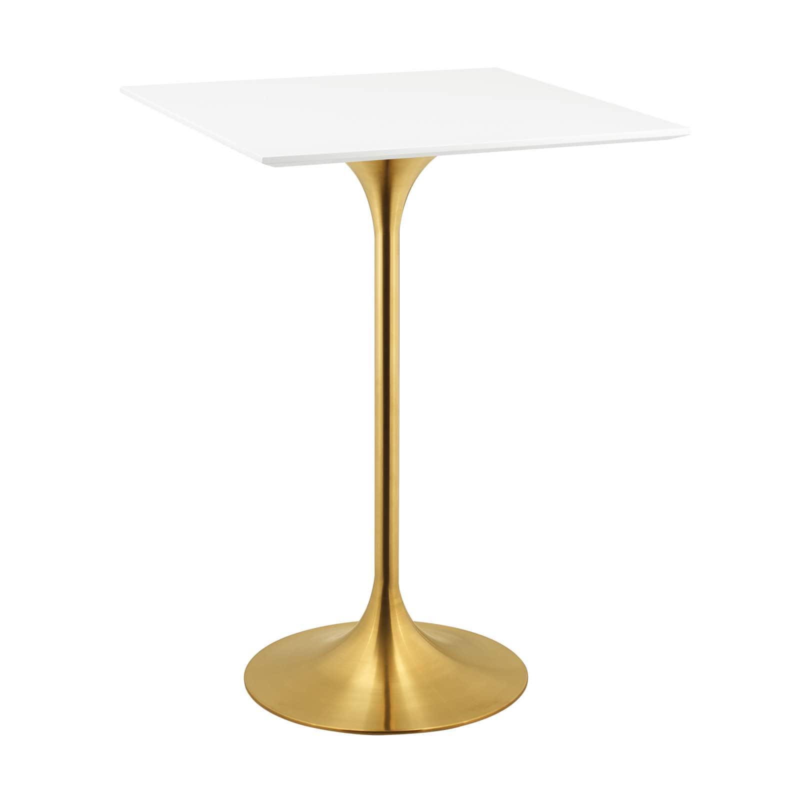 Modway Lippa 28" Square Bar Table Gold White | Bar Table | Modishstore-2