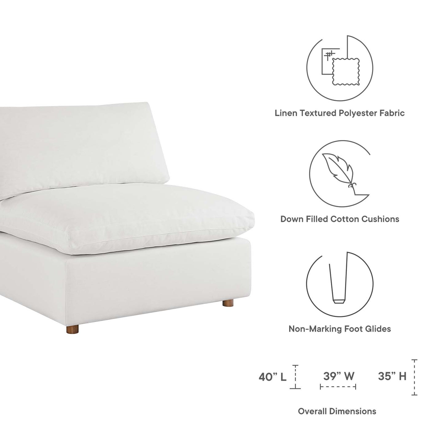 Commix Down Filled Overstuffed Armless Chair By Modway - EEI-3270 | Sofas | Modishstore - 8