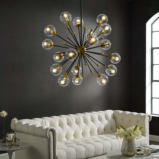 Modway Constellation Clear Glass and Brass Ceiling Light Pendant Chandelier | Chandeliers | Modishstore