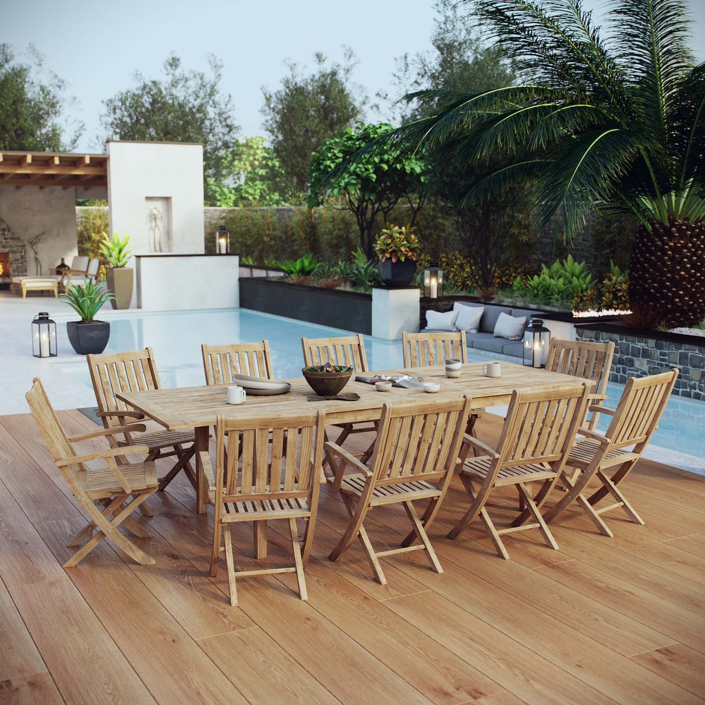 Modway Marina 11 Piece Outdoor Patio Teak Outdoor Dining Set-EEI-3285 - EEI-3285 | Outdoor Dining Sets | Modishstore - 9