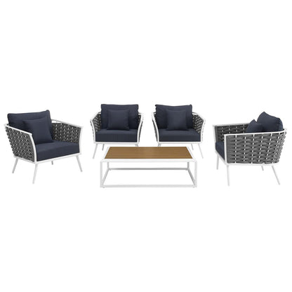 Modway Stance 5 Piece Outdoor Patio Aluminum Sectional Sofa Set | Outdoor Sofas, Loveseats & Sectionals | Modishstore-12