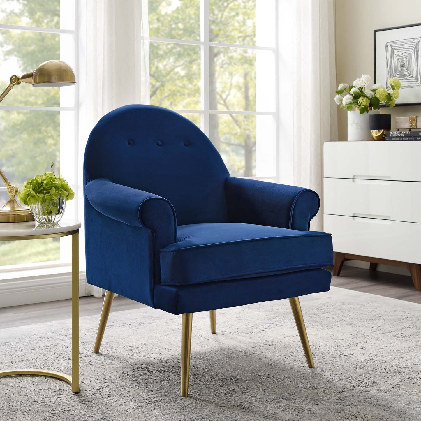 Modway Revive Tufted Button Accent Performance Velvet Armchair - EEI-3412 | Armchairs | Modishstore - 12