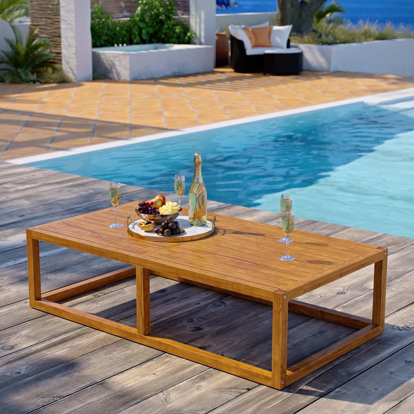Modway Newbury Outdoor Patio Premium Grade A Teak Wood Coffee Table - EEI-3424 | Coffee Tables | Modishstore - 4