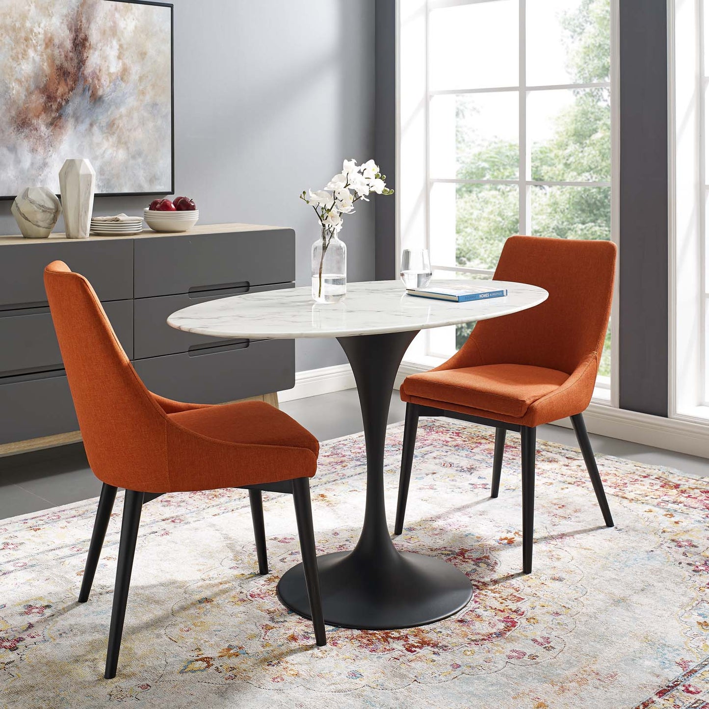 Modway Lippa 48" Oval Artificial Marble Dining Table - EEI-3518 | Dining Tables | Modishstore - 3