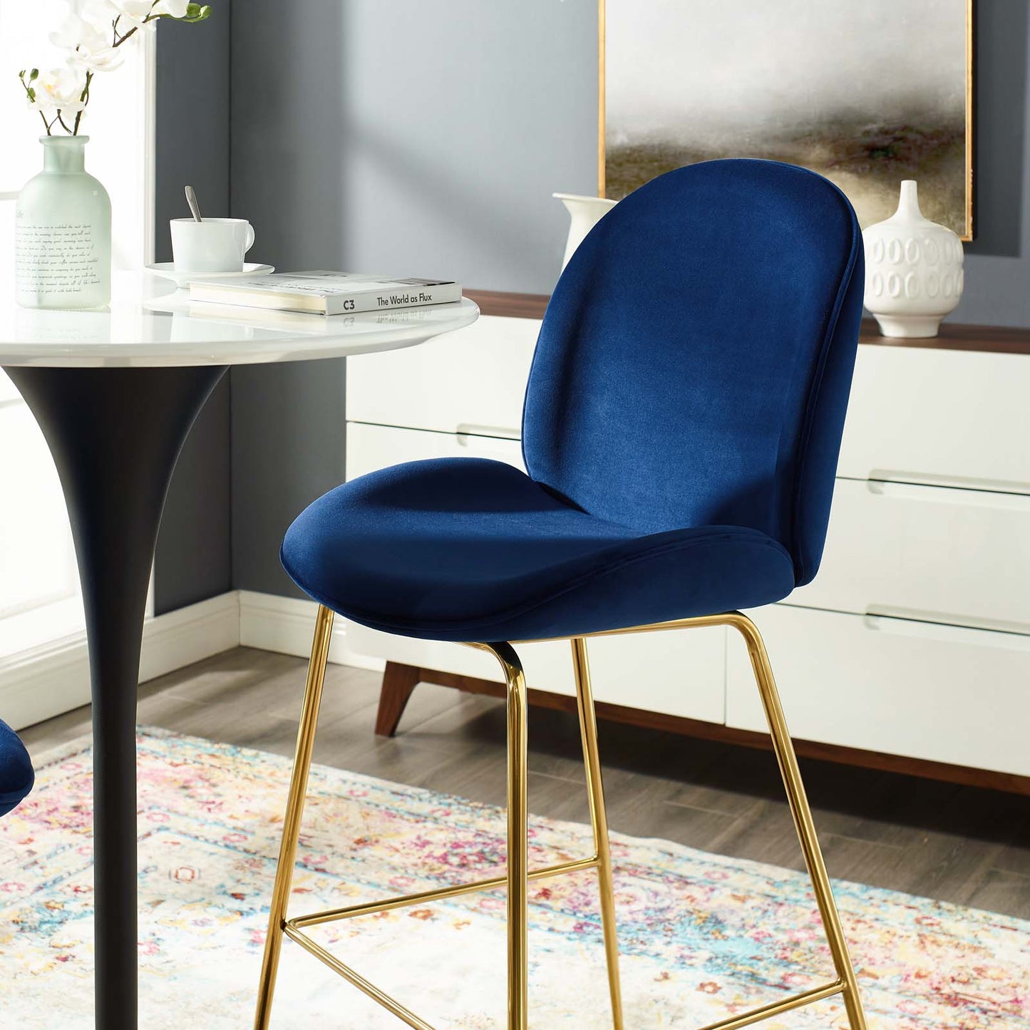 Modway Scoop Gold Stainless Steel Leg Performance Velvet Bar Stool - EEI-3550 | Bar Stools | Modishstore - 12