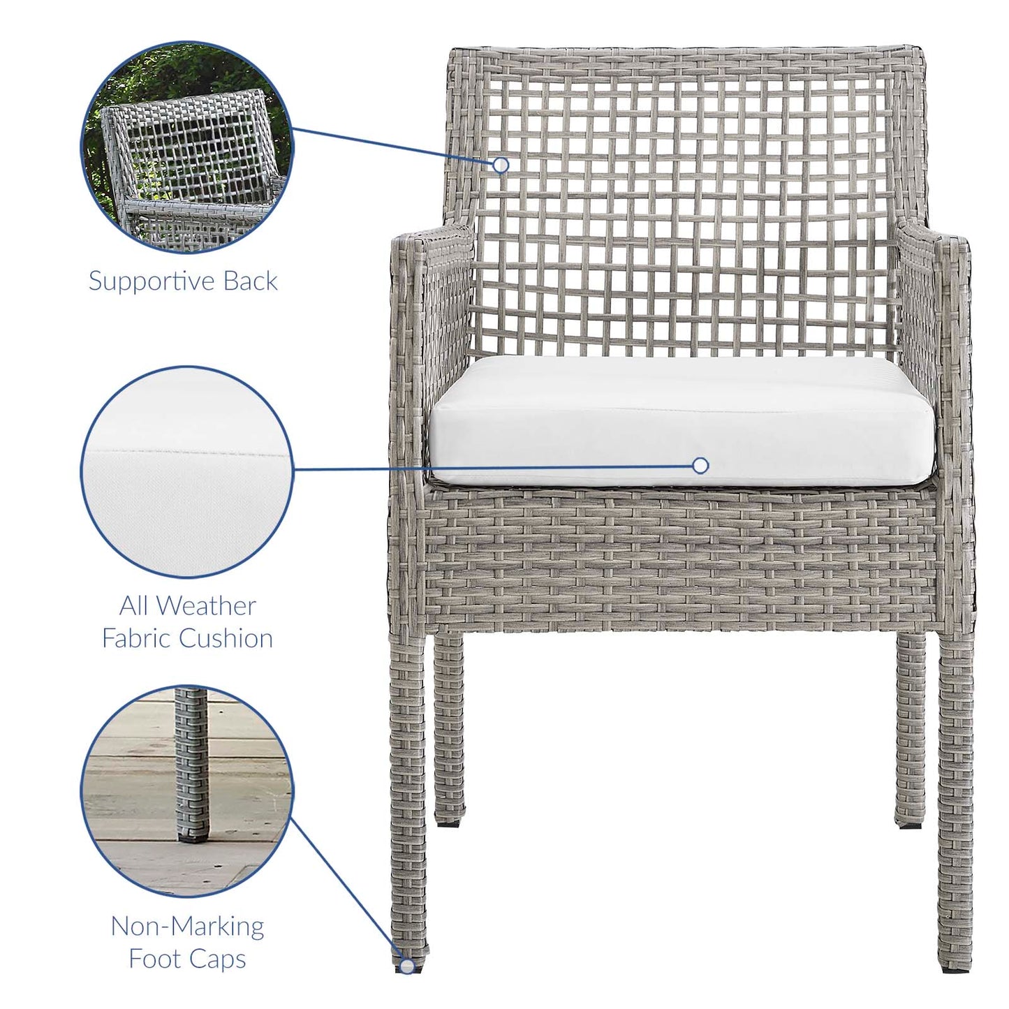 Modway Aura Dining Armchair Outdoor Patio Wicker Rattan Set of 4 - EEI-3594 | Outdoor Chairs | Modishstore - 18