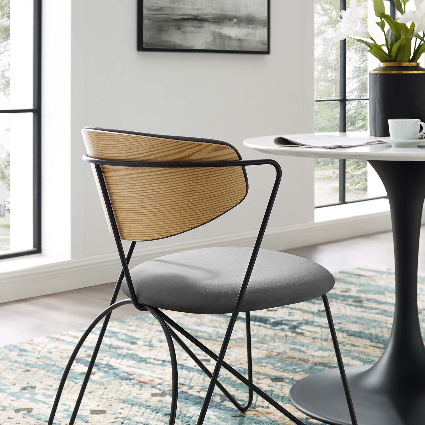 Modway Prevail Black Frame Dining and Accent Performance Velvet Chair - EEI-3605 | Dining Chairs | Modishstore - 5