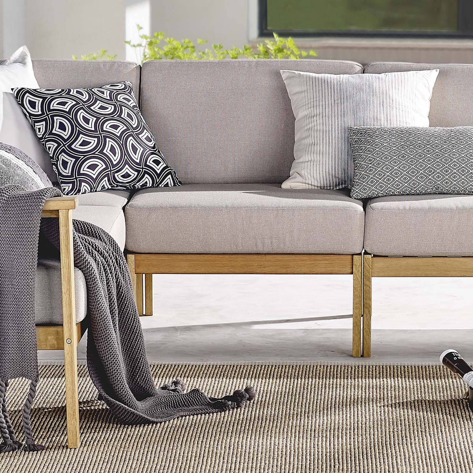 Modway Sedona Outdoor Patio Eucalyptus Wood Sectional Sofa Armless