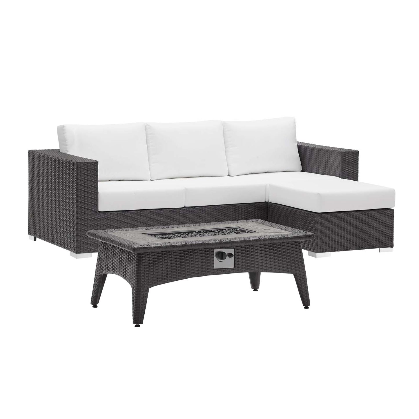 Modway Convene 3 Piece Set Outdoor Patio with Fire Pit | Outdoor Sofas, Loveseats & Sectionals | Modishstore-36