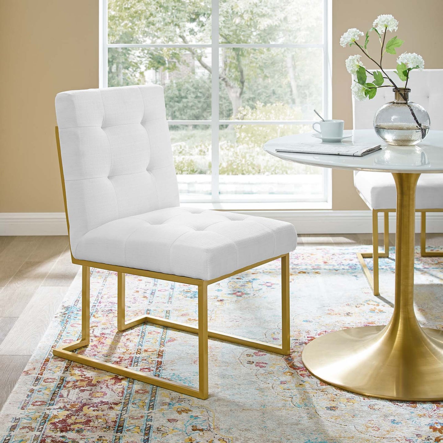 Modway Privy Gold Stainless Steel Upholstered Fabric Dining Accent Chair - EEI-3743 | Dining Chairs | Modishstore - 32