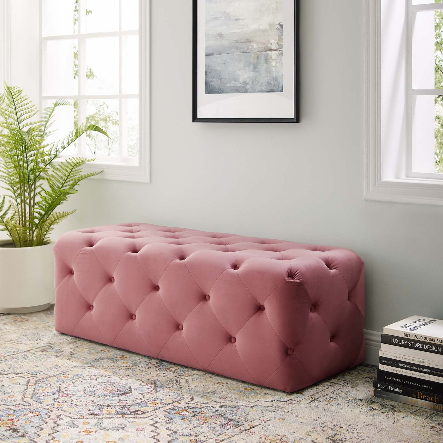 Modway Anthem 48" Tufted Button Entryway Performance Velvet Bench | Stools & Benches | Modishstore-2
