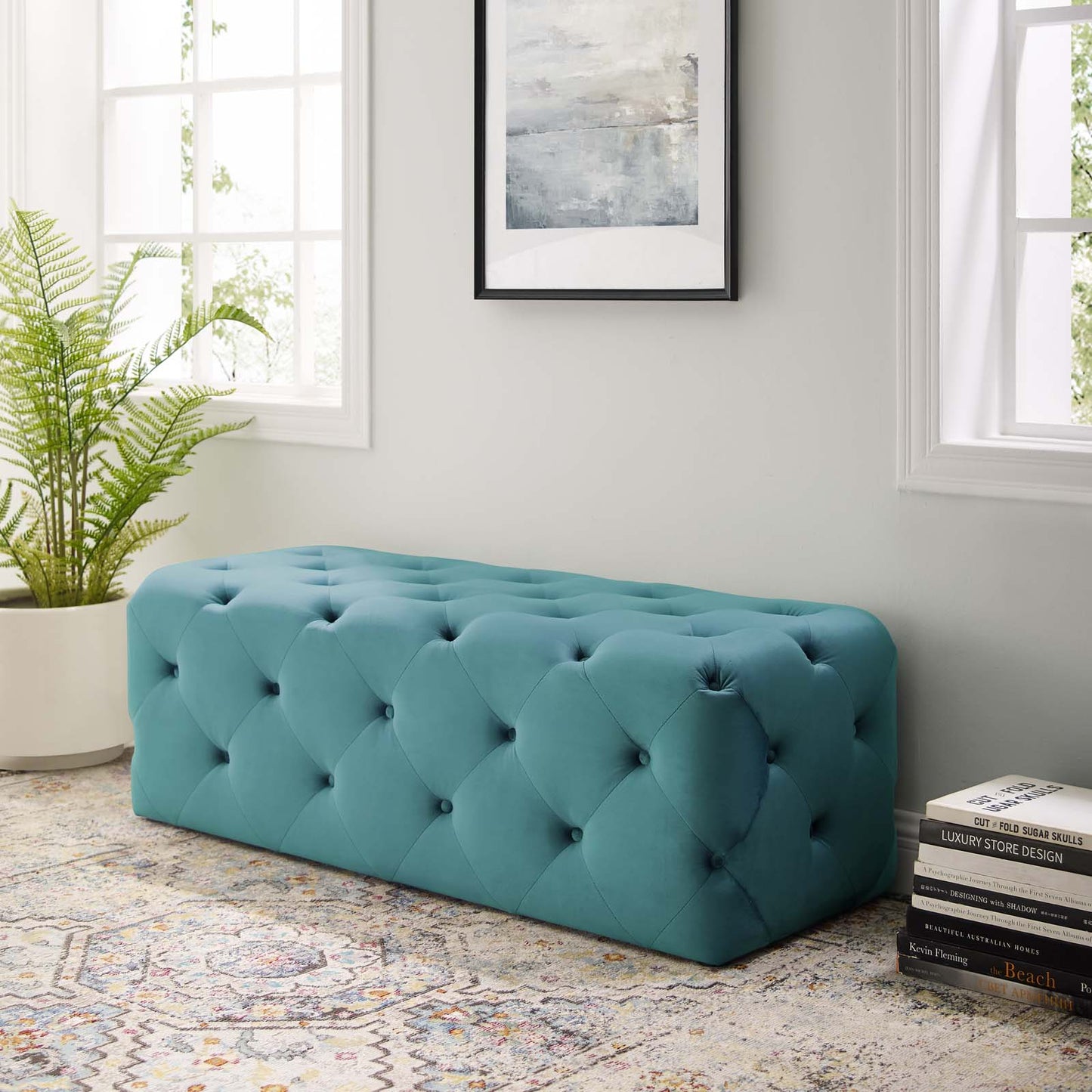 Modway Anthem 48" Tufted Button Entryway Performance Velvet Bench | Stools & Benches | Modishstore-42