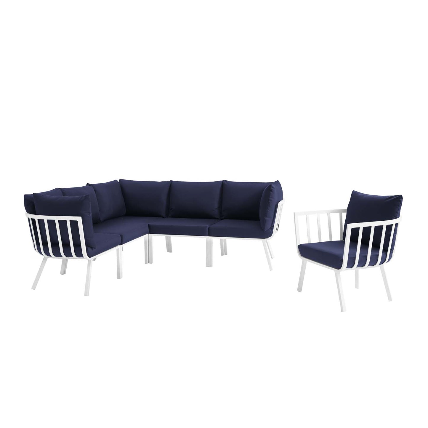 Modway Riverside 6 Piece Outdoor Patio Aluminum Set - EEI-3791 | Outdoor Sofas, Loveseats & Sectionals | Modishstore - 13