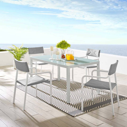 Modway Raleigh 5 Piece Outdoor Patio Aluminum Dining Set | Outdoor Dining Sets | Modishstore