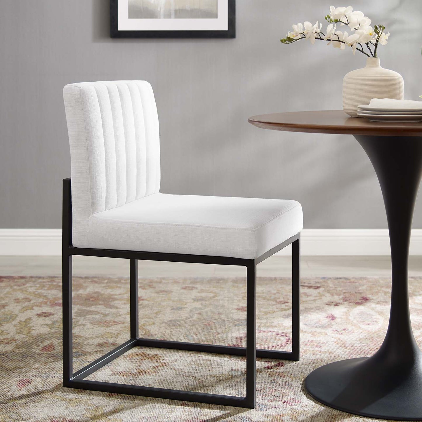 Modway Carriage Channel Tufted Sled Base Upholstered Fabric Dining Chair - EEI-3807 | Dining Chairs | Modishstore - 28