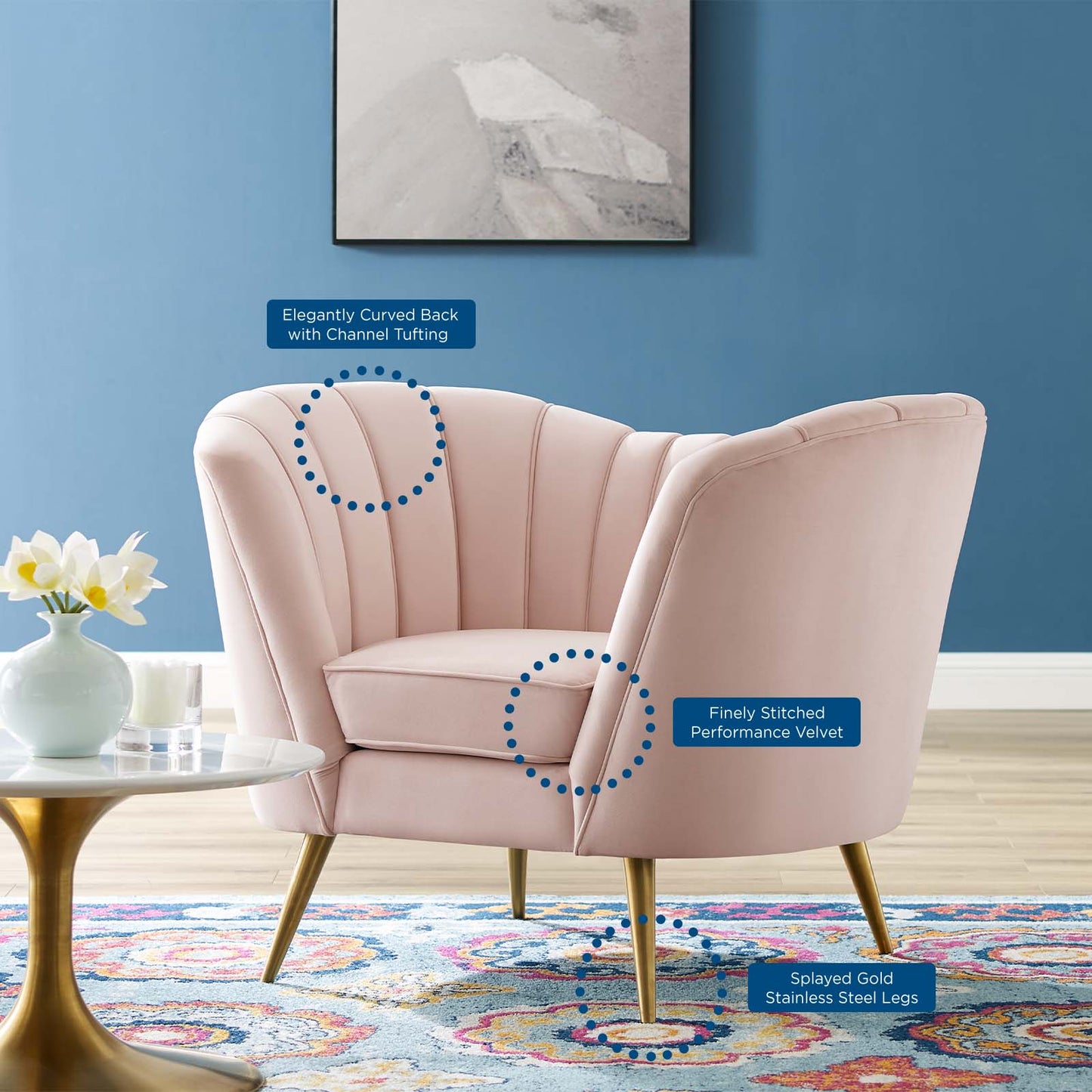 Modway Opportunity Performance Velvet Armchair - EEI-3874 | Armchairs | Modishstore - 22