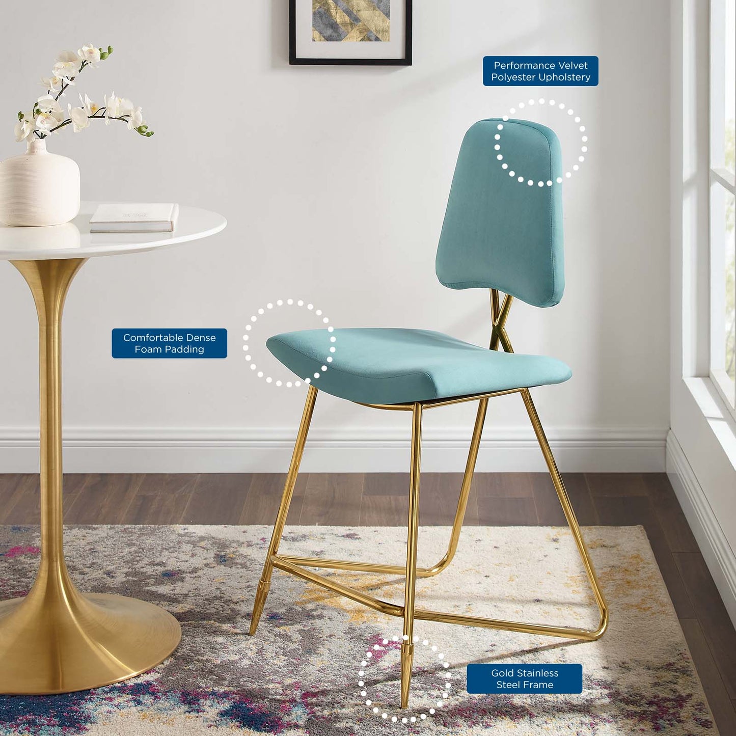Modway Ponder Performance Velvet Counter Stool - EEI-3879 | Counter Stools | Modishstore - 41