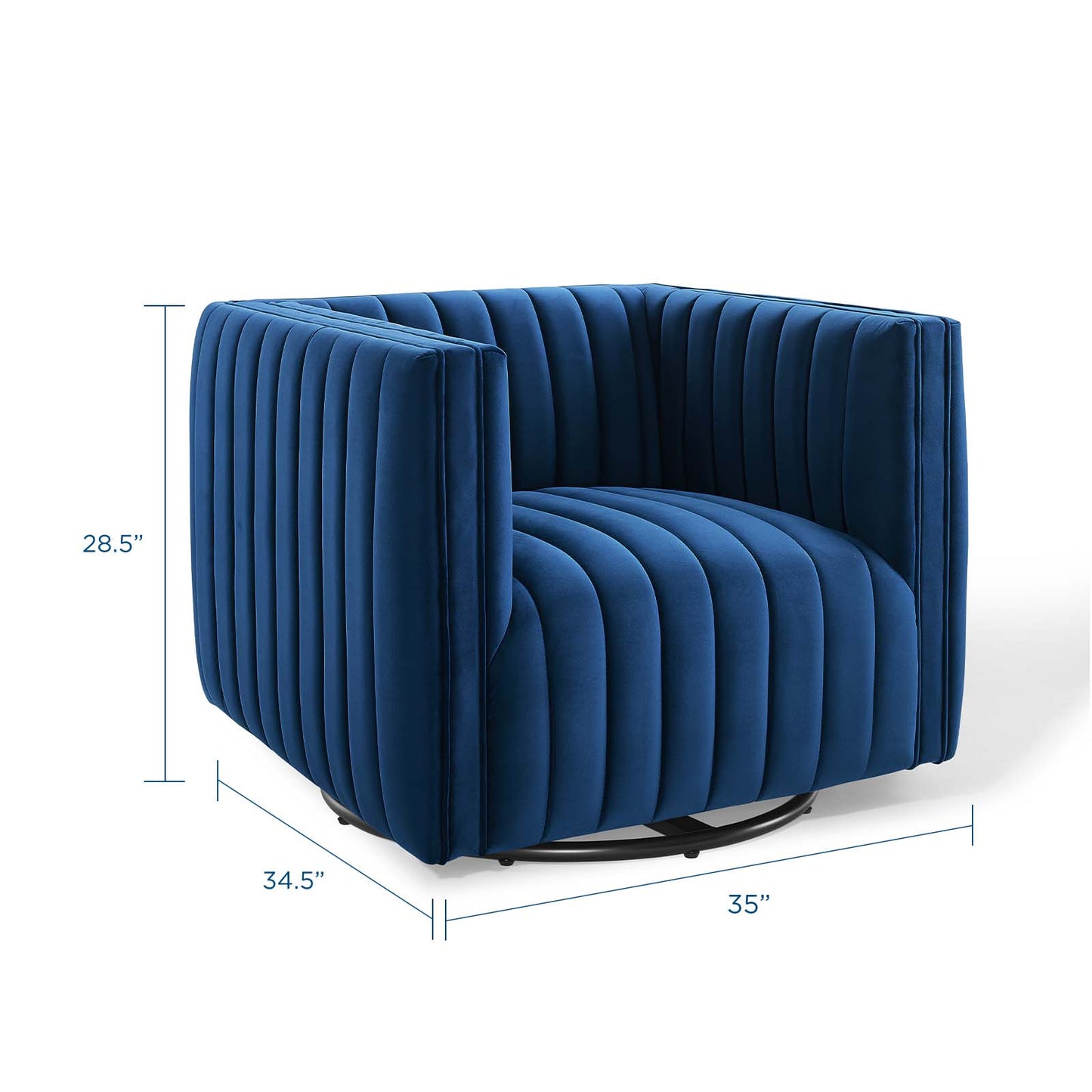 Conjure Channel Tufted Performance Velvet Swivel Armchair By Modway - EEI-3883 | Armchairs | Modishstore - 11