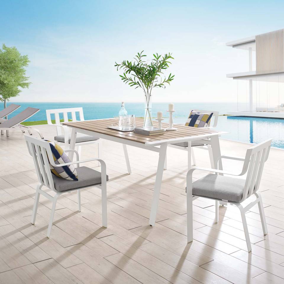 Modway Baxley 5 Piece Outdoor Patio Aluminum Dining Set | Outdoor Chairs | Modishstore