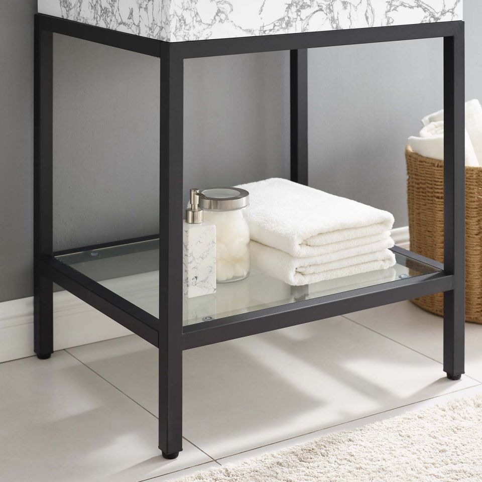 Modway Kingsley 26" Black Stainless Steel Bathroom Vanity - EEI-3996 | Bathroom Accessories | Modishstore - 9