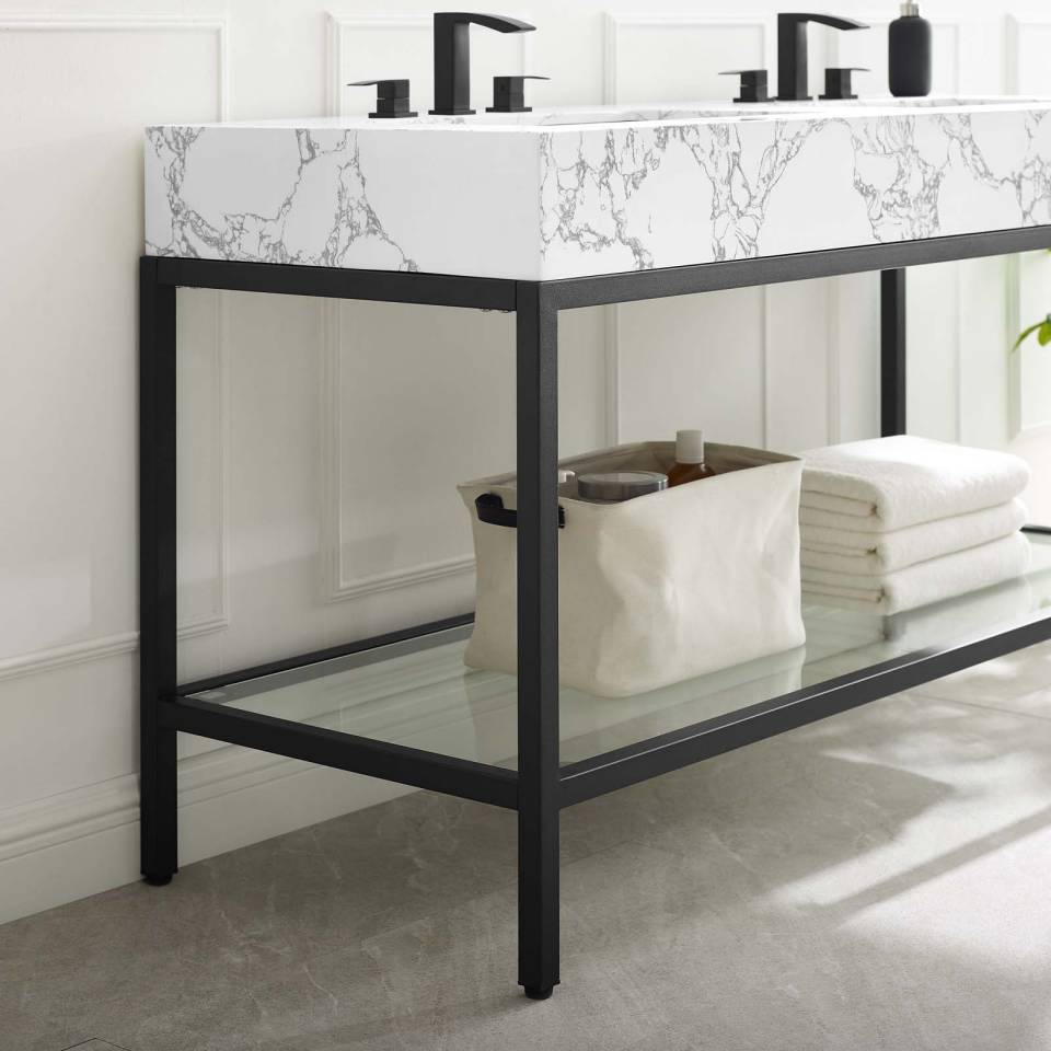 Modway Kingsley 60" Black Stainless Steel Double Bathroom Vanity - EEI-4002 | Bathroom Accessories | Modishstore - 9