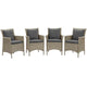 Modway Conduit Outdoor Patio Wicker Rattan Dining Armchair Set of 4 | Armchairs | Modishstore-4