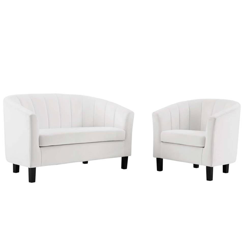 Modway Prospect Channel Tufted Performance Velvet Loveseat and Armchair Set - EEI-4146 | Sofa Set | Modishstore - 12