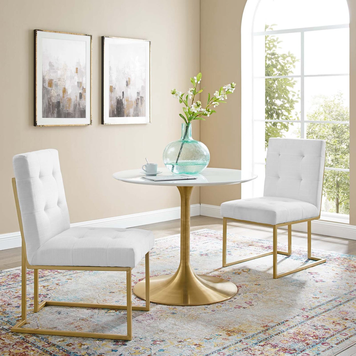 Modway Privy Gold Stainless Steel Upholstered Fabric Dining Accent Chair Set of 2 - EEI-4151 | Dining Chairs | Modishstore - 11