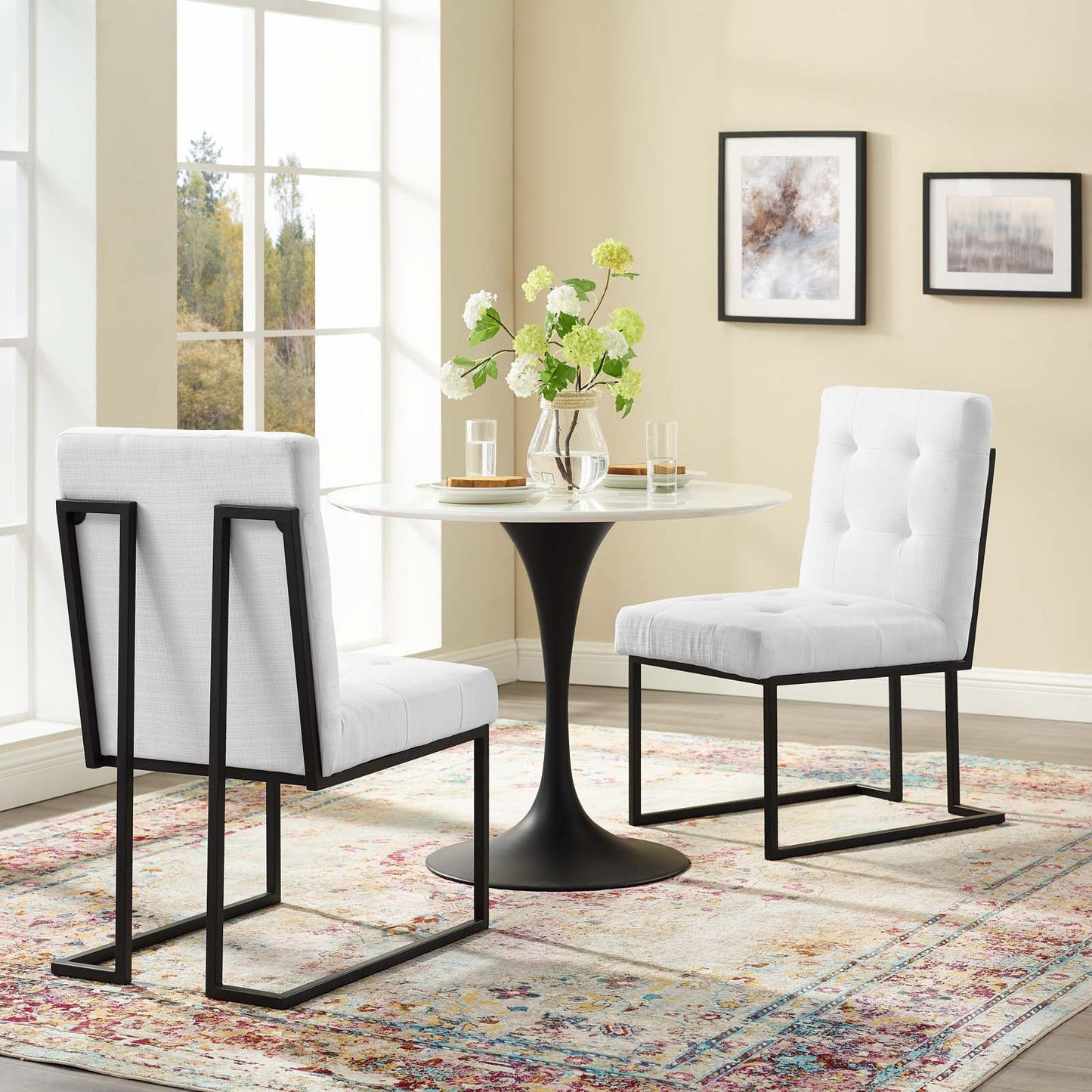 Modway Privy Black Stainless Steel Upholstered Fabric Dining Chair Set of 2 - EEI-4153 | Dining Chairs | Modishstore - 11