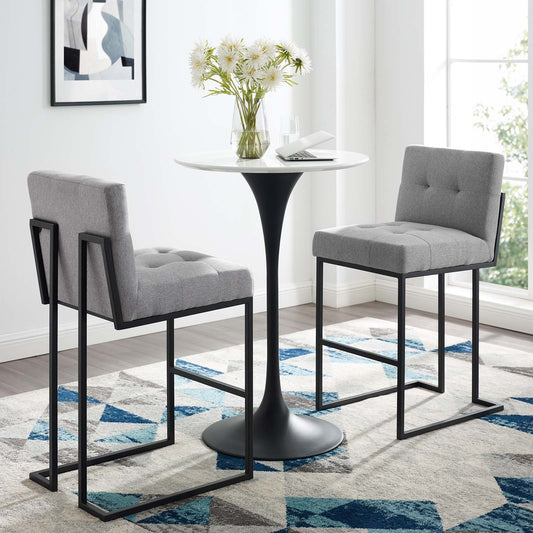 Privy Black Stainless Steel Upholstered Fabric Bar Stool Set of 2 By Modway - EEI-4159 | Bar Stools | Modishstore