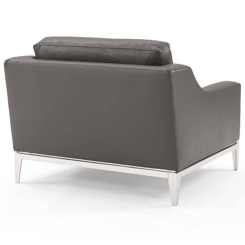 Modway Harness Stainless Steel Base Leather Armchair Set of 2 - EEI-4202 | Armchairs | Modishstore - 4