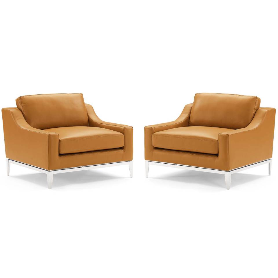 Modway Harness Stainless Steel Base Leather Armchair Set of 2 - EEI-4202 | Armchairs | Modishstore - 5