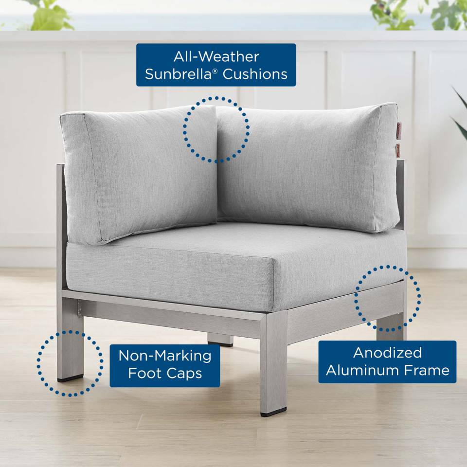 Modway Shore Sunbrella® Fabric Aluminum Outdoor Patio Corner Sofa - EEI-4224 | Outdoor Sofas, Loveseats & Sectionals | Modishstore - 8