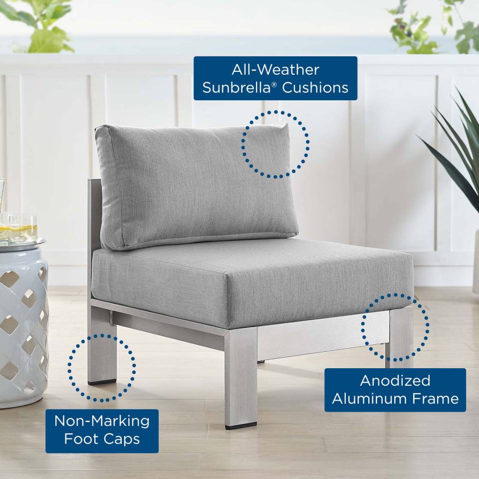 Modway Shore Sunbrella® Fabric Aluminum Outdoor Patio Armless Chair - EEI-4227 | Outdoor Chairs | Modishstore - 8