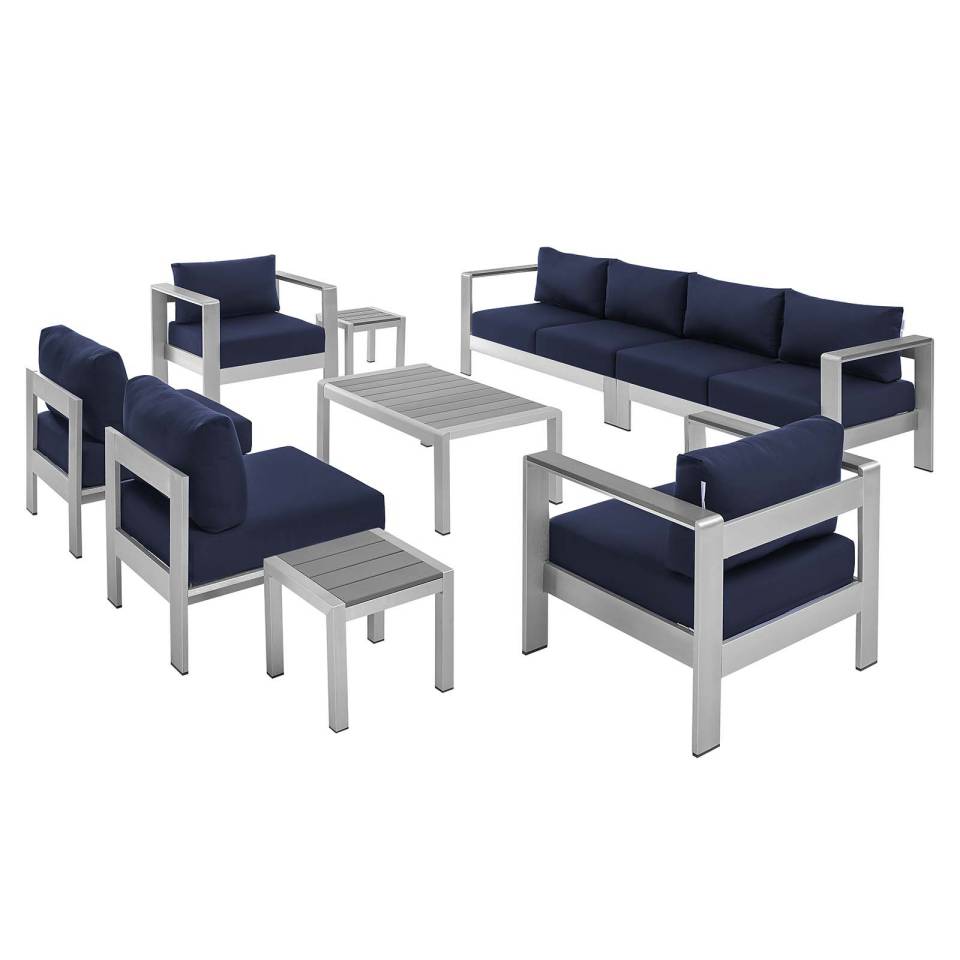 Modway Shore Sunbrella® Fabric Outdoor Patio Aluminum 9 Piece Sectional Sofa Set - EEI-4320 | Outdoor Sofas, Loveseats & Sectionals | Modishstore - 17