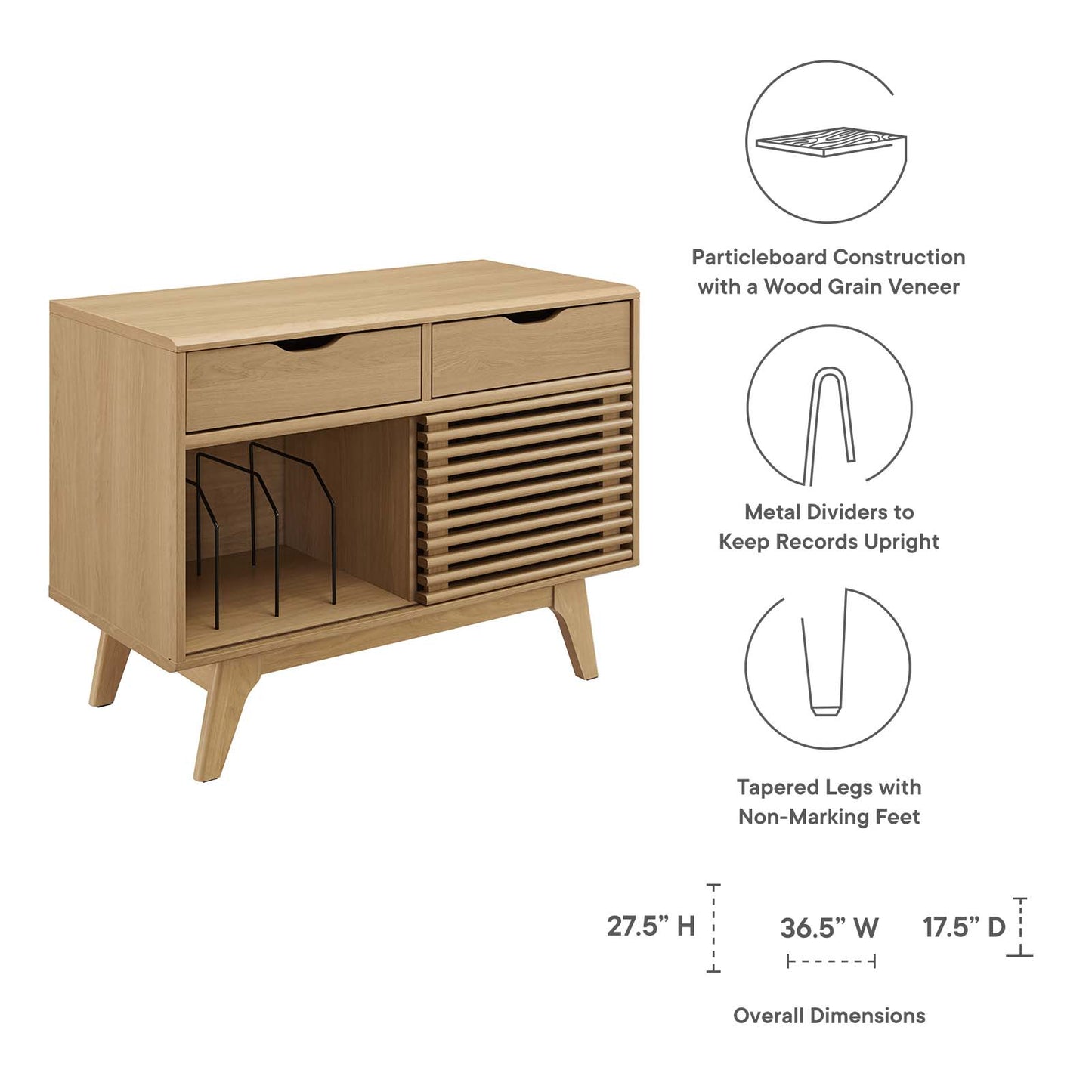 Modway Render Vinyl Record Display Stand - EEI-4323 | Cabinets | Modishstore - 24