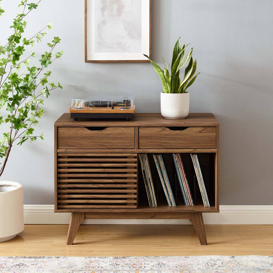 Modway Render Vinyl Record Display Wood Cabinet with Storage â EEI