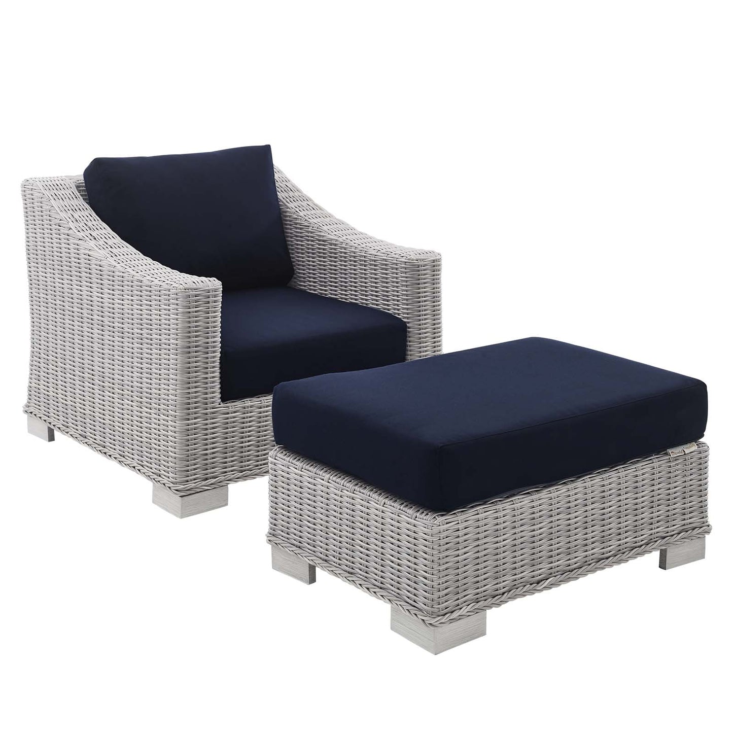 Modway Conway Sunbrella® Outdoor Patio Wicker Rattan 2-Piece Armchair and Ottoman Set - EEI-4354 | Outdoor Chairs | Modishstore - 11