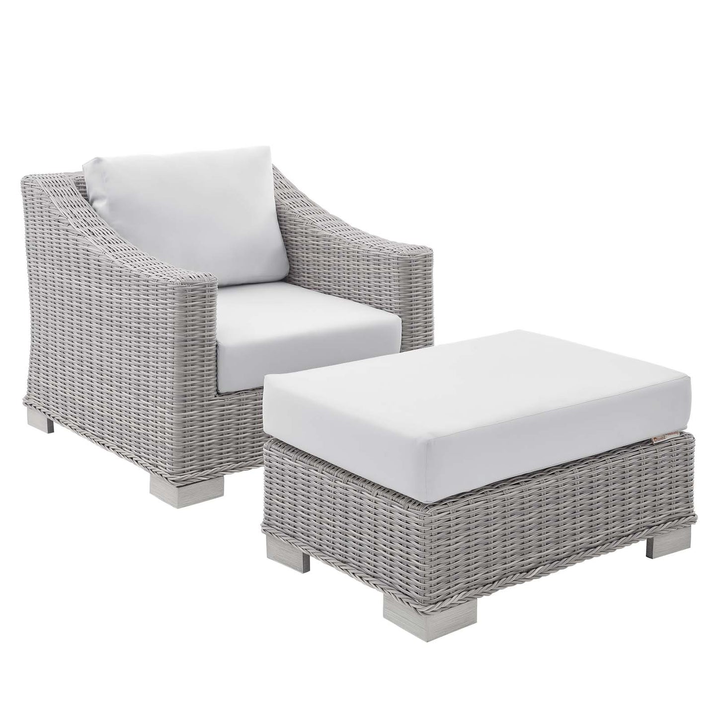 Modway Conway Sunbrella® Outdoor Patio Wicker Rattan 2-Piece Armchair and Ottoman Set - EEI-4354 | Outdoor Chairs | Modishstore - 12