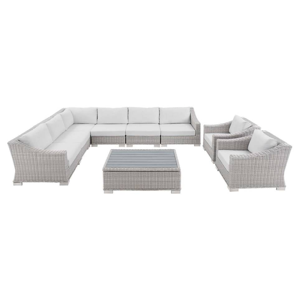 Modway Conway Sunbrella® Outdoor Patio Wicker Rattan 9-Piece Sectional Sofa Set - EEI-4360 | Outdoor Sofas, Loveseats & Sectionals | Modishstore - 18